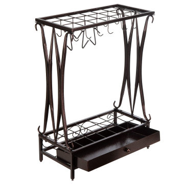 China Factory Modern Black Metal Umbrella Stand Solder Storage Rackage avec un plateau à goutte de base amovible